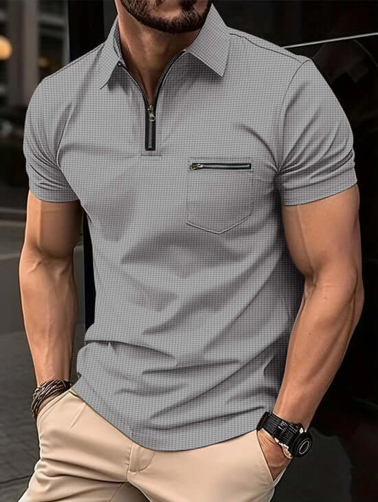 Sport-Polohemd Herren Kurzarm Modern Waffelmuster