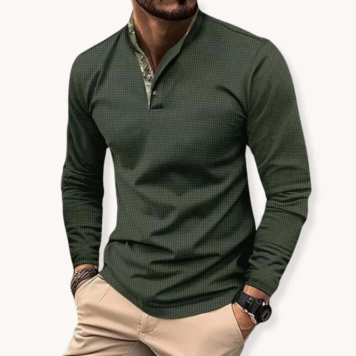Langarm-Poloshirt Herren - Kontrastkragen