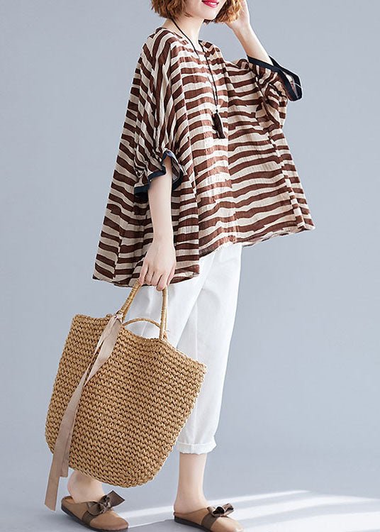 Aislin | Boutique Gestreiftes Asymmetrisches Baumwoll-Top