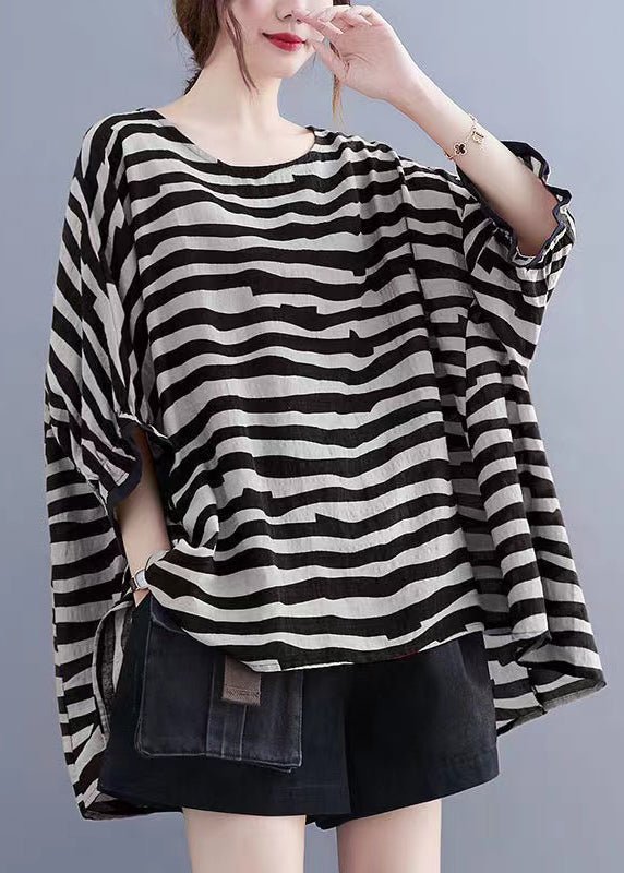 Aislin | Boutique Gestreiftes Asymmetrisches Baumwoll-Top