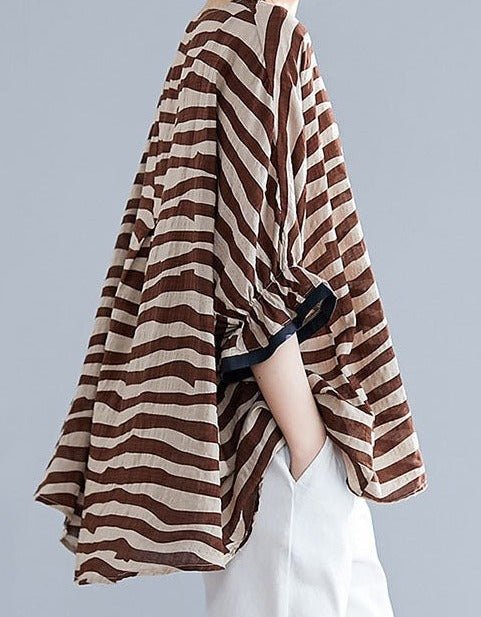 Aislin | Boutique Gestreiftes Asymmetrisches Baumwoll-Top