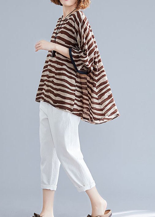Aislin | Boutique Gestreiftes Asymmetrisches Baumwoll-Top