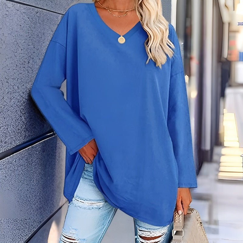 Damen Langarmshirt V-Ausschnitt Bequem – Elena