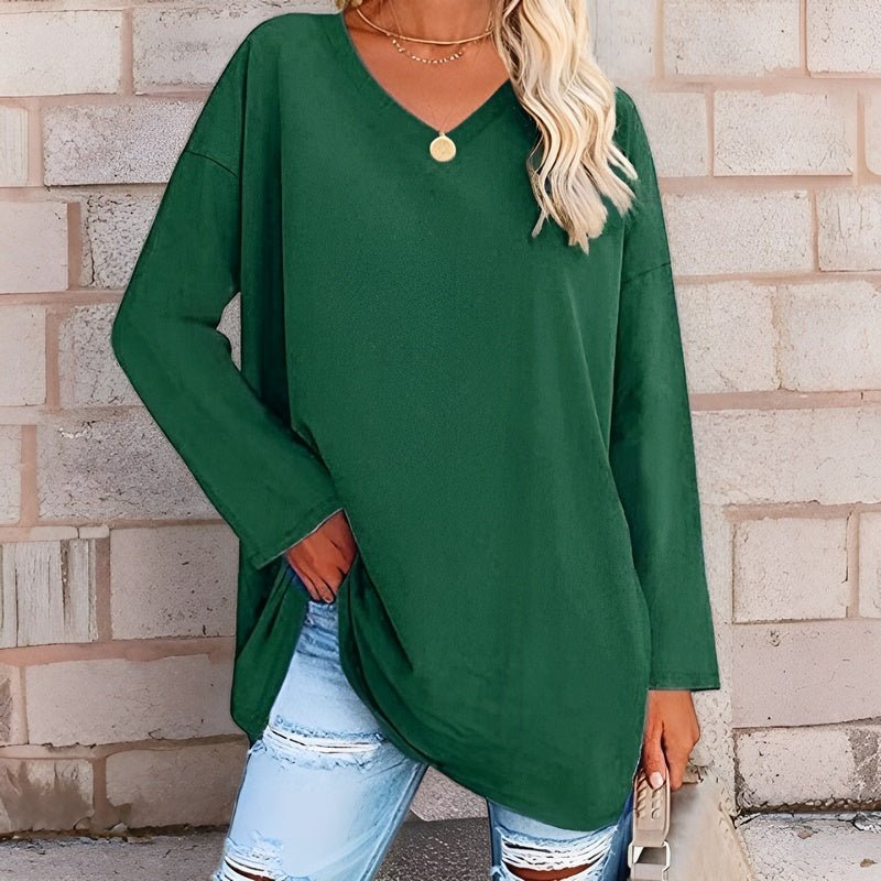 Damen Langarmshirt V-Ausschnitt Bequem – Elena