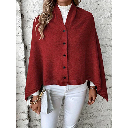 Gretar | Damen Knopf Daunen Cape Strickjacke | Warme