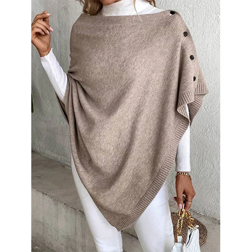 Gretar | Damen Knopf Daunen Cape Strickjacke | Warme