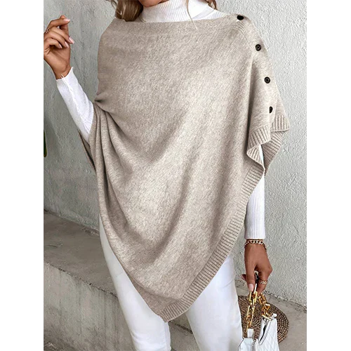 Gretar | Damen Knopf Daunen Cape Strickjacke | Warme