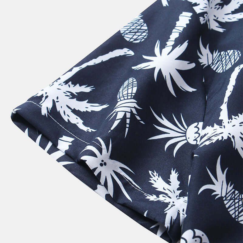 Modisches Herren Kurzarm Hemd Navy mit Druck