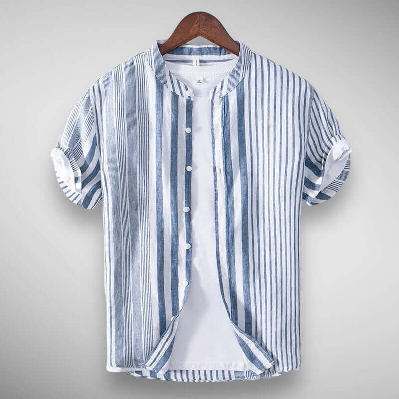 Leinen Herrenhemd Rosa Blau Regular Fit