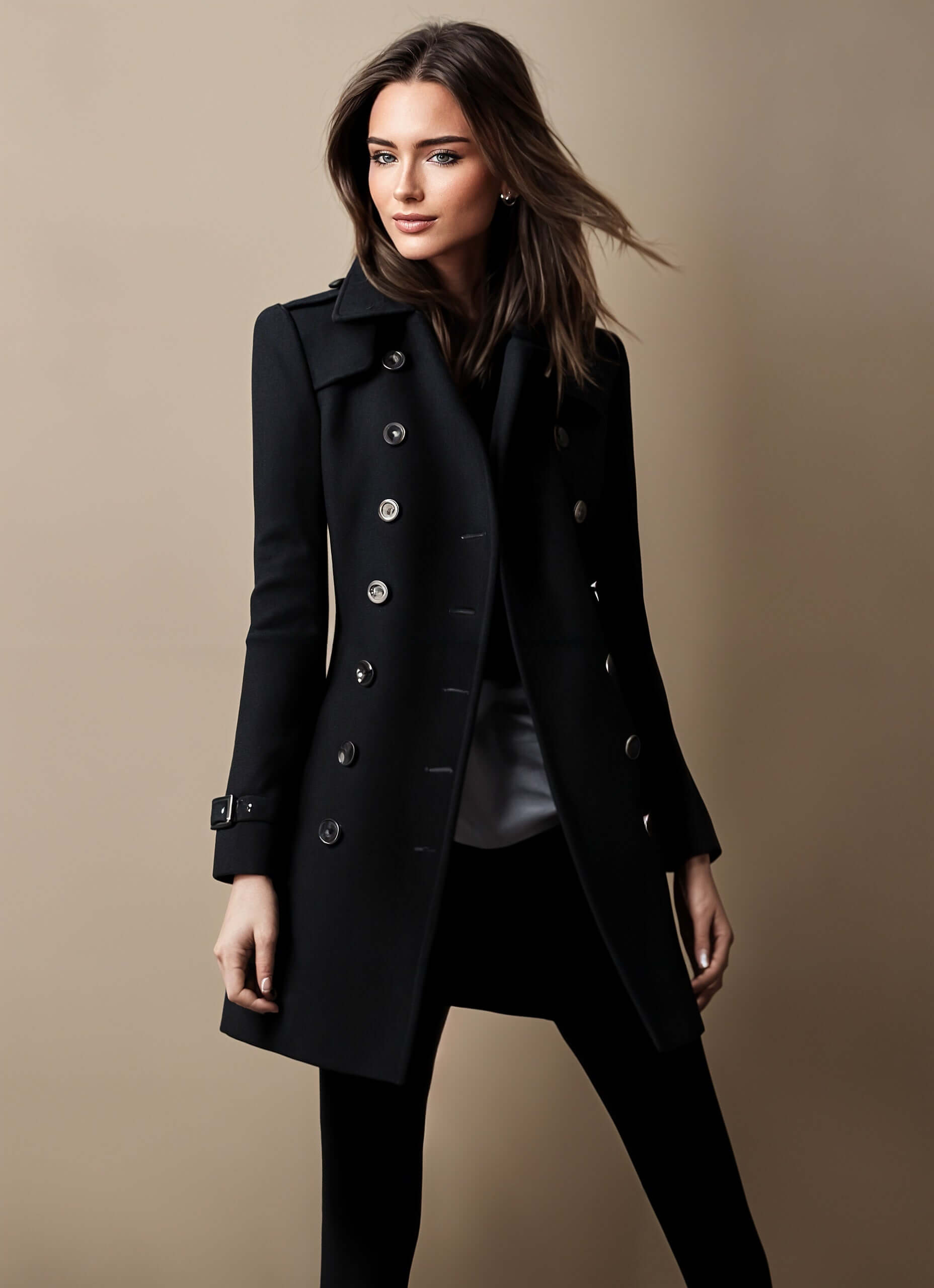 Eleganter Damen Wintermantel mit Knopfleiste