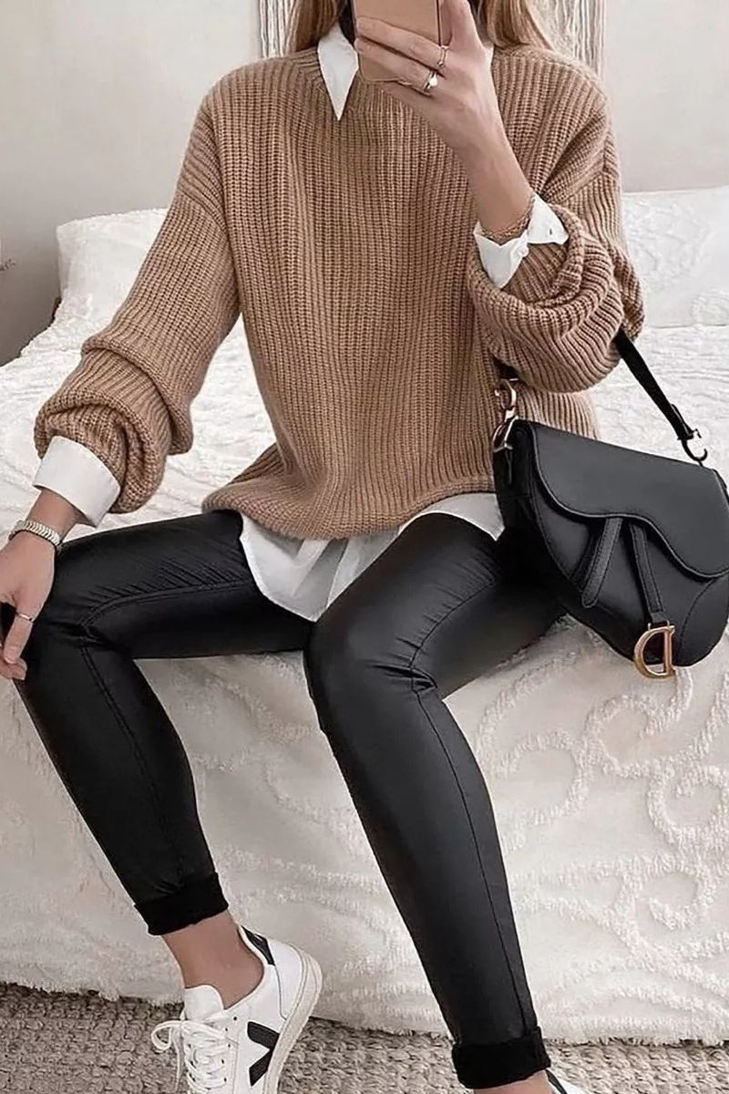 Warmer Taupe-Strickpullover