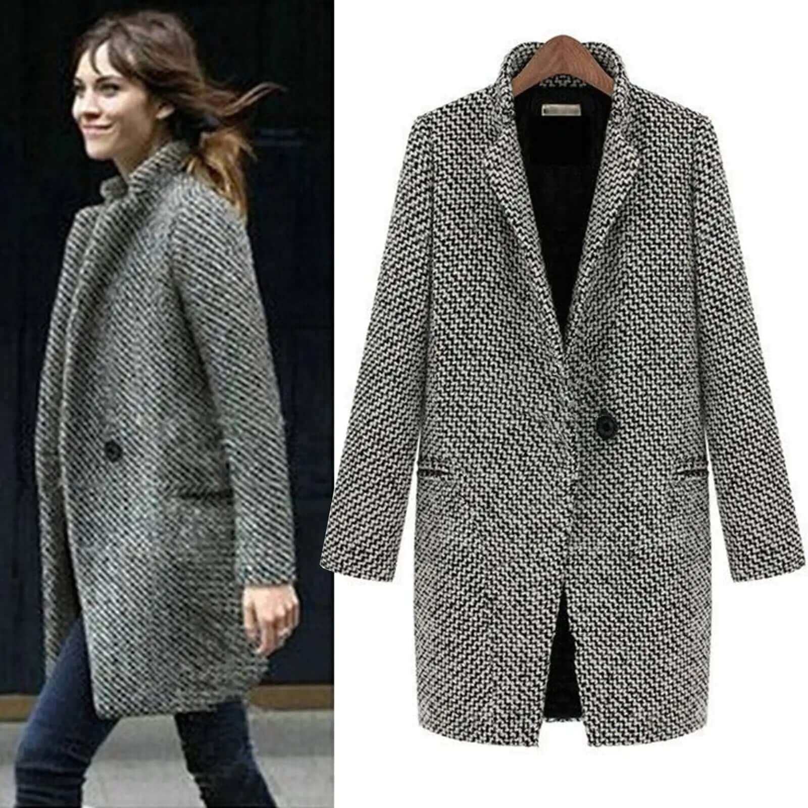Eleganter Langer Damen-Wollmantel