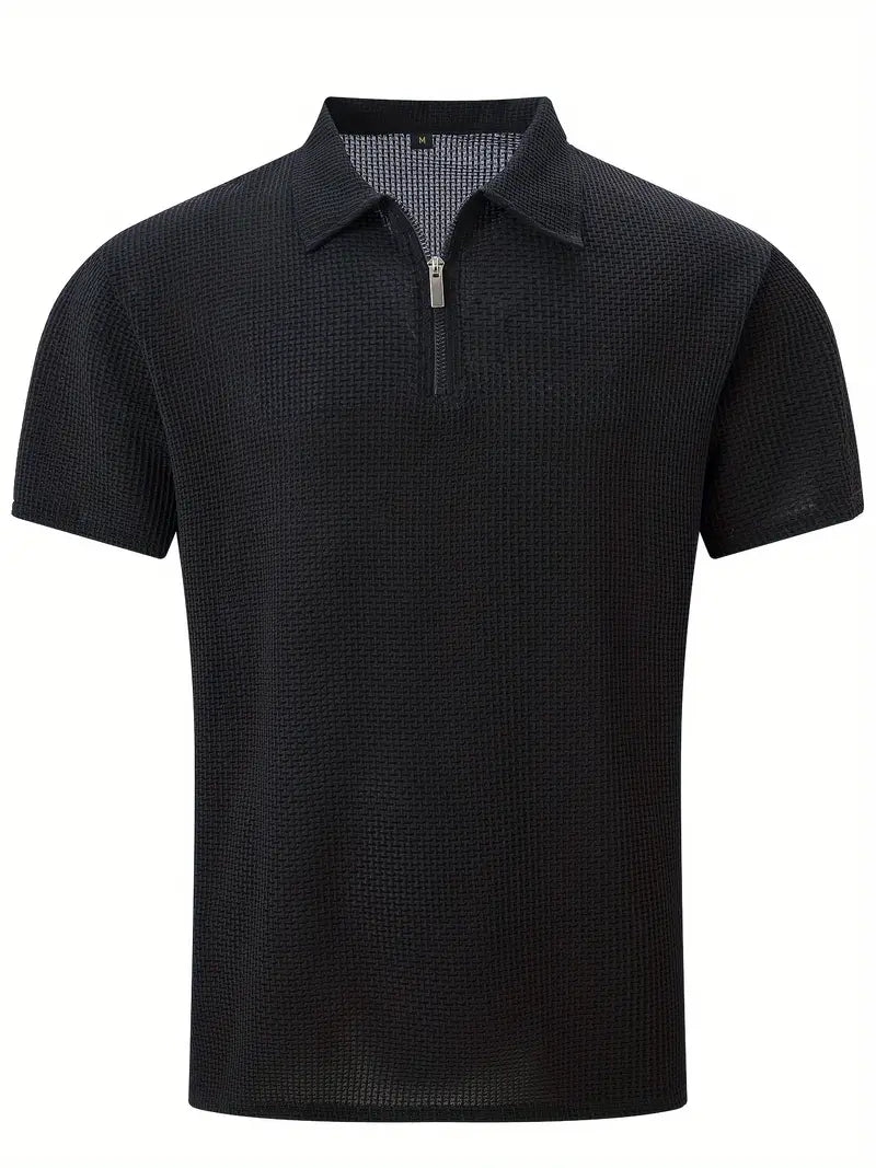 Herren Polo Shirt Sommer Waffelstrick Atmungsaktiv – Lureno