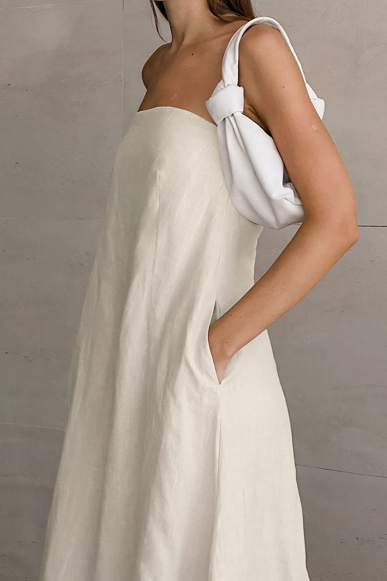 Beiges, einfarbiges, gerade geschnittenes Schlauchkleid