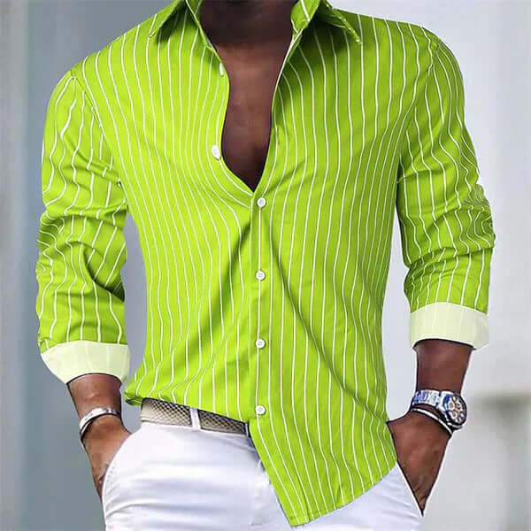 Seidenhemd Herren - Elegant Gestreift