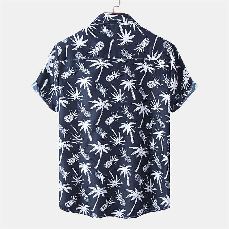 Modisches Herren Kurzarm Hemd Navy mit Druck