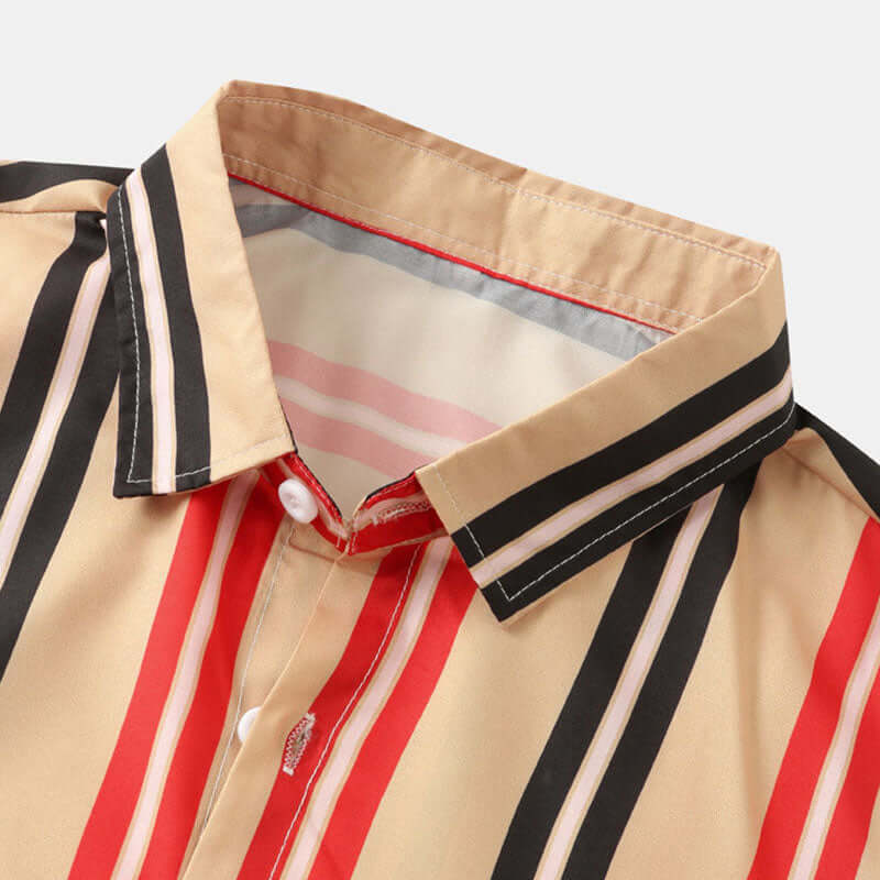 Gestreiftes Herren Kurzarmhemd Vintage Druck