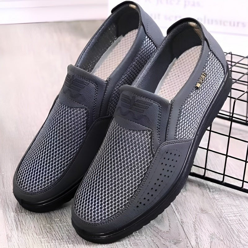 Jasper - Schwarze atmungsaktive Mesh-Loafers für den Sommer
