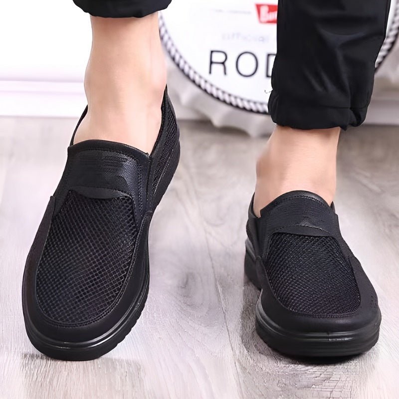 Jasper - Schwarze atmungsaktive Mesh-Loafers für den Sommer