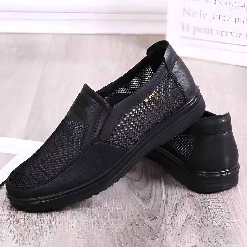 Jasper - Schwarze atmungsaktive Mesh-Loafers für den Sommer