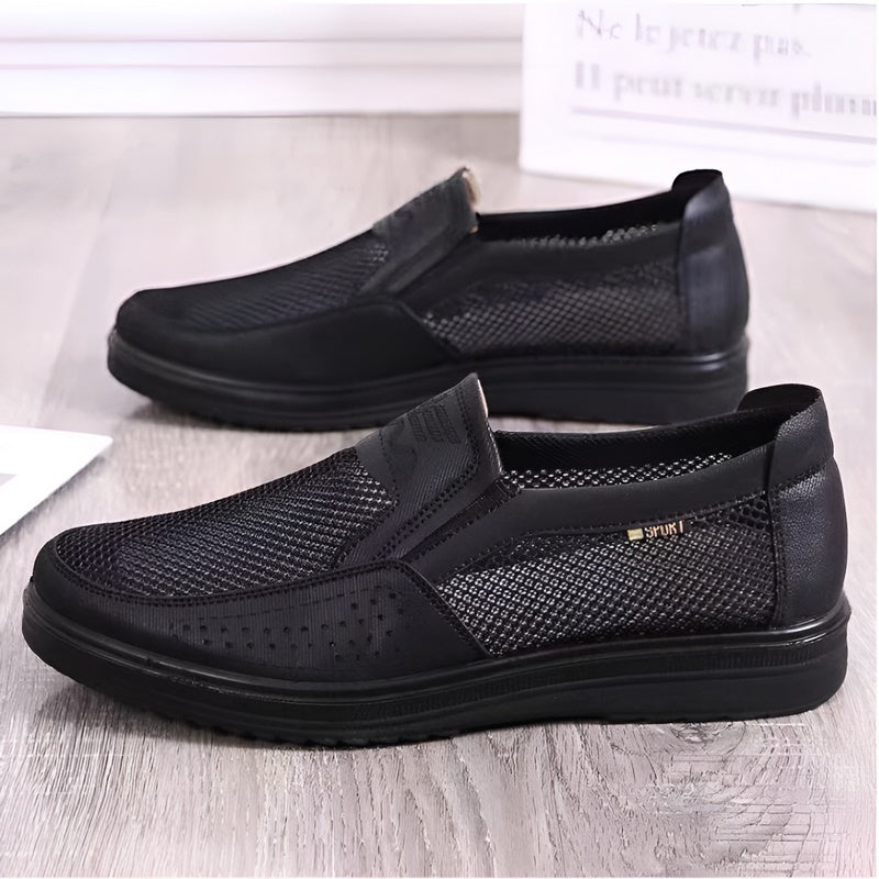 Jasper - Schwarze atmungsaktive Mesh-Loafers für den Sommer