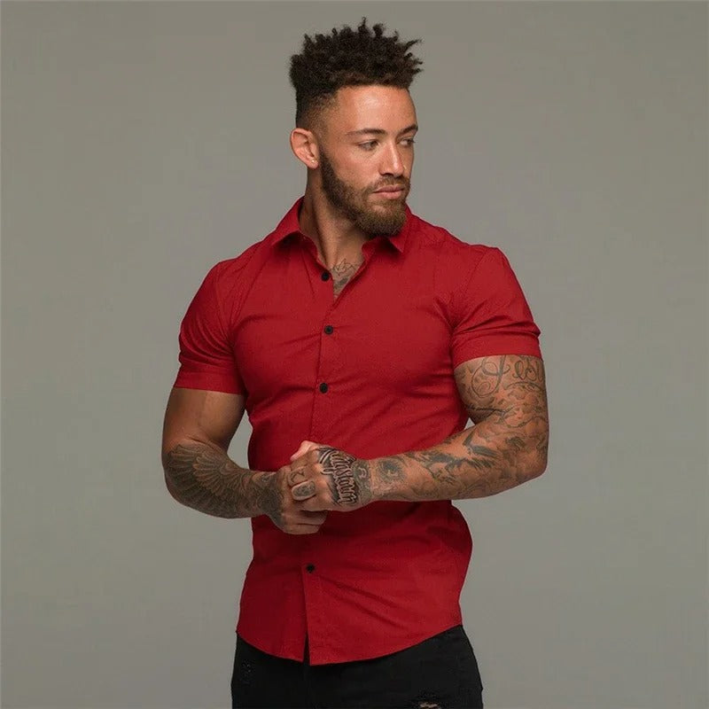 Herren Kurzarm Sommerhemd Bequem Elegant Passform – Johnvaro