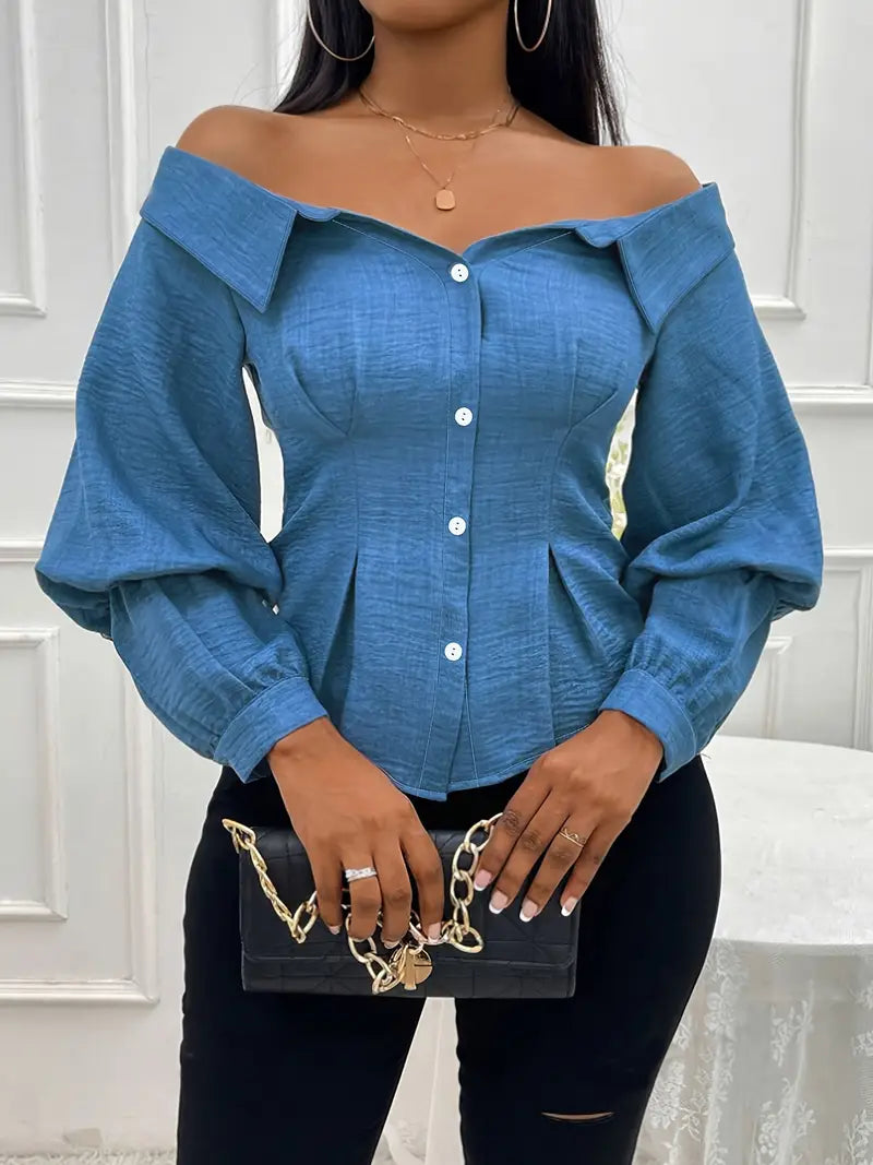 Elegante schulterfreie Bluse langarm