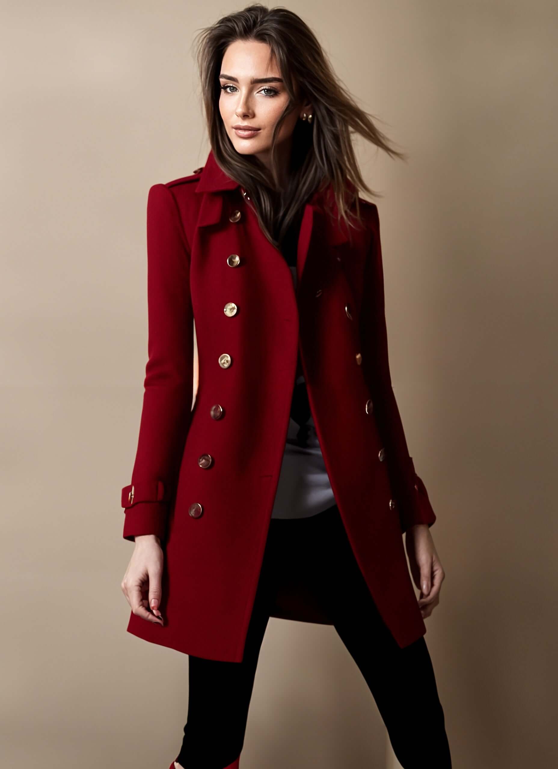 Eleganter Damen Wintermantel mit Knopfleiste
