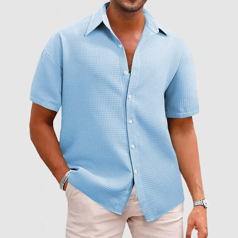 Herren Waffelstrick Hemd - Elegant & Komfortabel