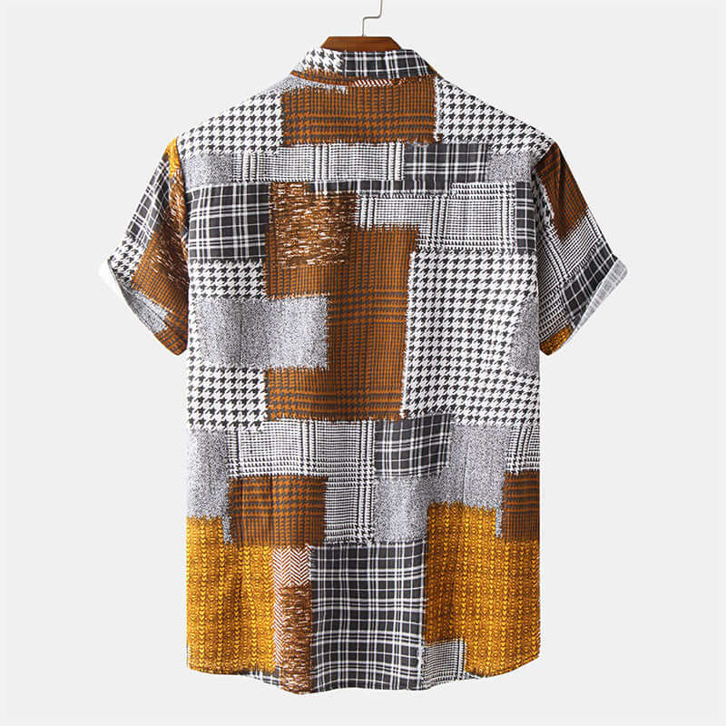 Abstrakt Bedrucktes Kurzarmhemd Herren Retro