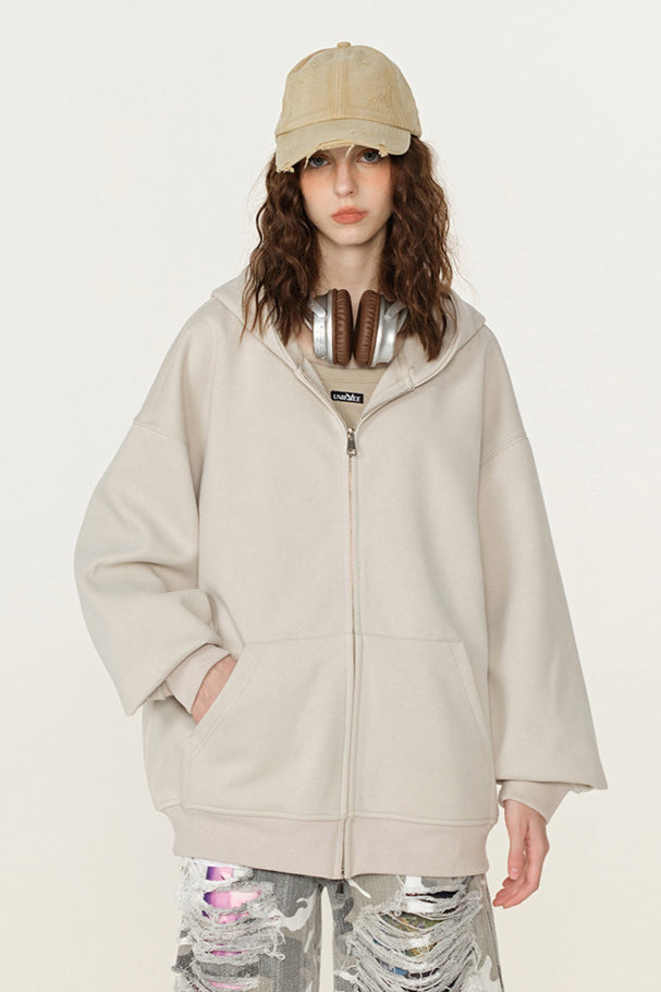Lässiges Sweatshirt mit Kapuze und Reißverschluss