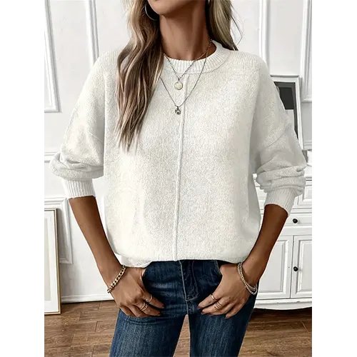 Katharivin | Damen Strick Rundhalsausschnitt Pullover | Warme