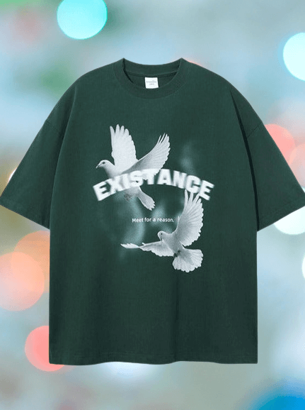 Friedenstauben-Print T-Shirt Herren - Kurzarm Sommertop
