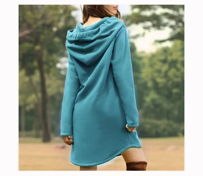 Ronja | Gemütliches langes Sweatshirt-Kleid mit Kapuze