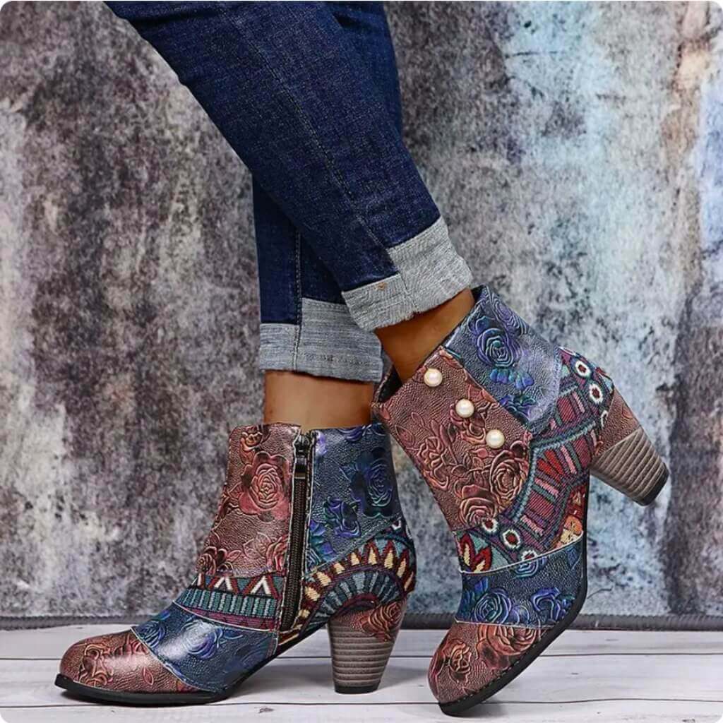 Wasserdichte Retro-Stiefel mit Ethno-Design