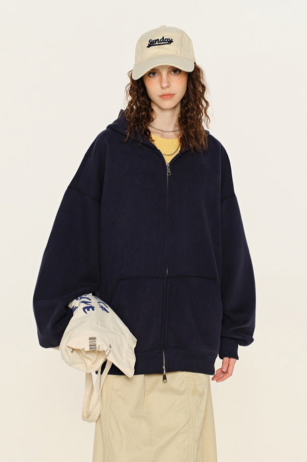 Lässiges Sweatshirt mit Kapuze und Reißverschluss