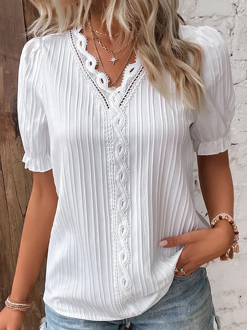 Leichte Sommerbluse Damen Atmungsaktiv Elegant Kurzarm – Victoria