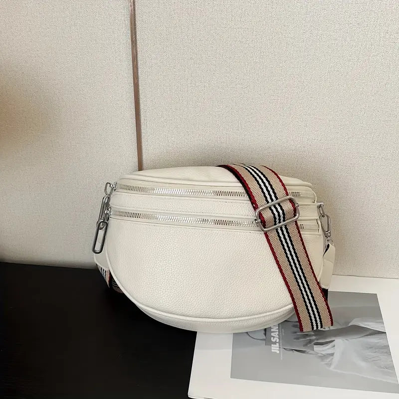 Leder-Umhängetasche mit Riemen für Frauen