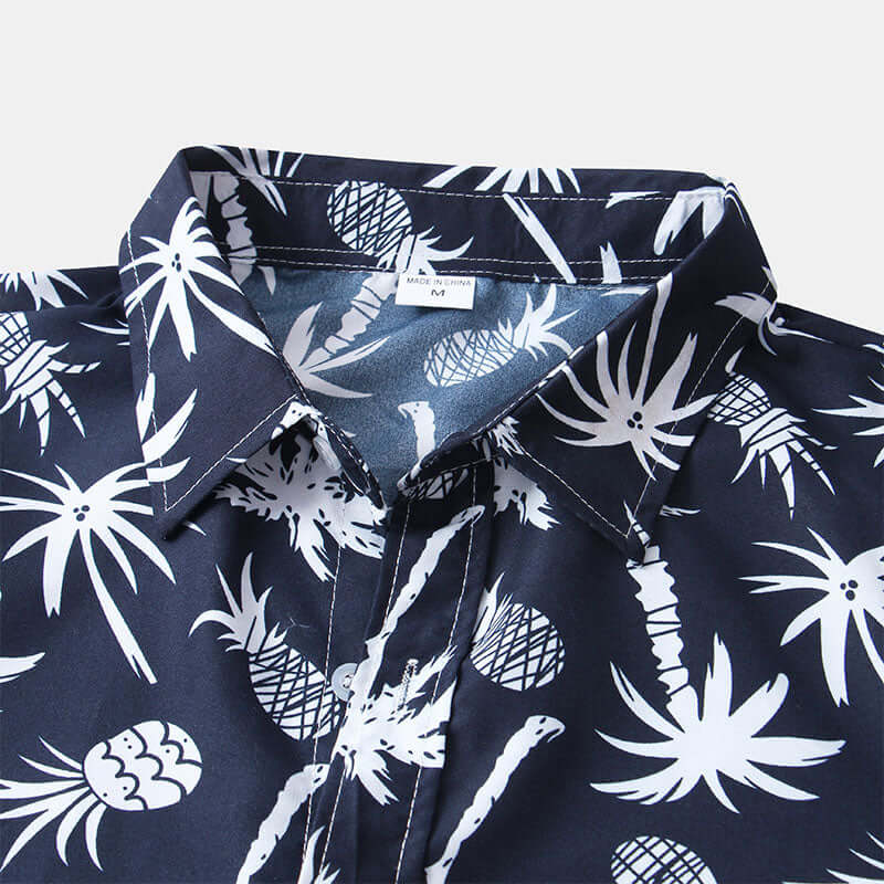 Modisches Herren Kurzarm Hemd Navy mit Druck