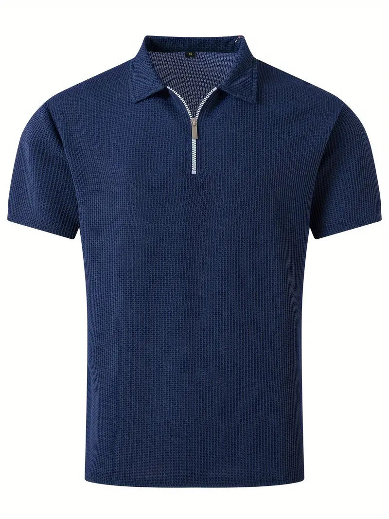 Herren Polo Shirt Sommer Waffelstrick Atmungsaktiv – Lureno