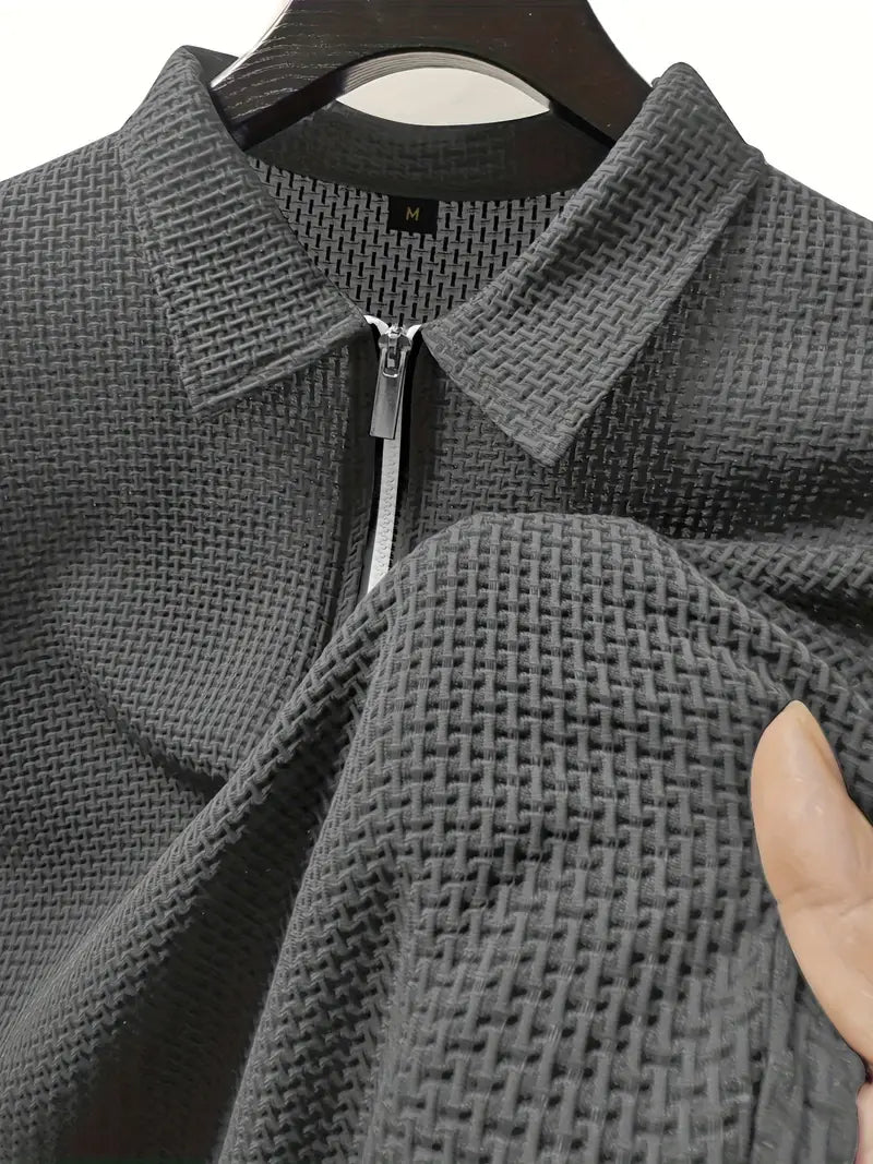 Herren Polo Shirt Sommer Waffelstrick Atmungsaktiv – Lureno