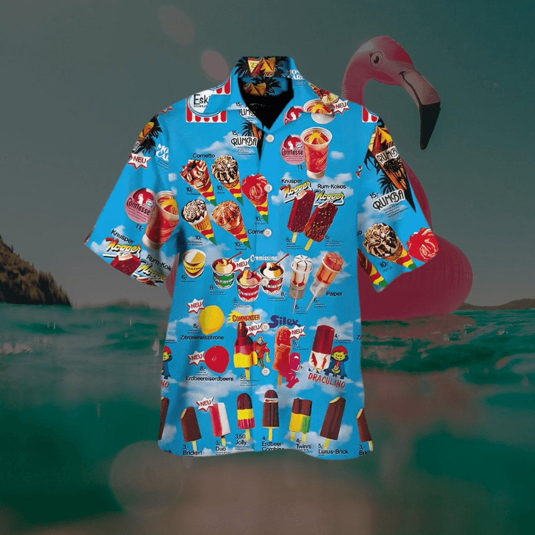 Sommerhemd Herren Kurzarm Eiscreme-Print