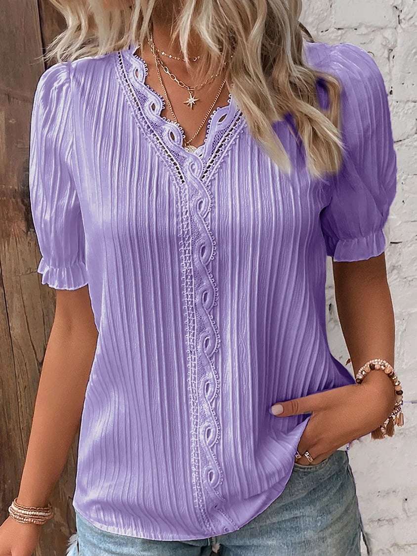 Leichte Sommerbluse Damen Atmungsaktiv Elegant Kurzarm – Victoria