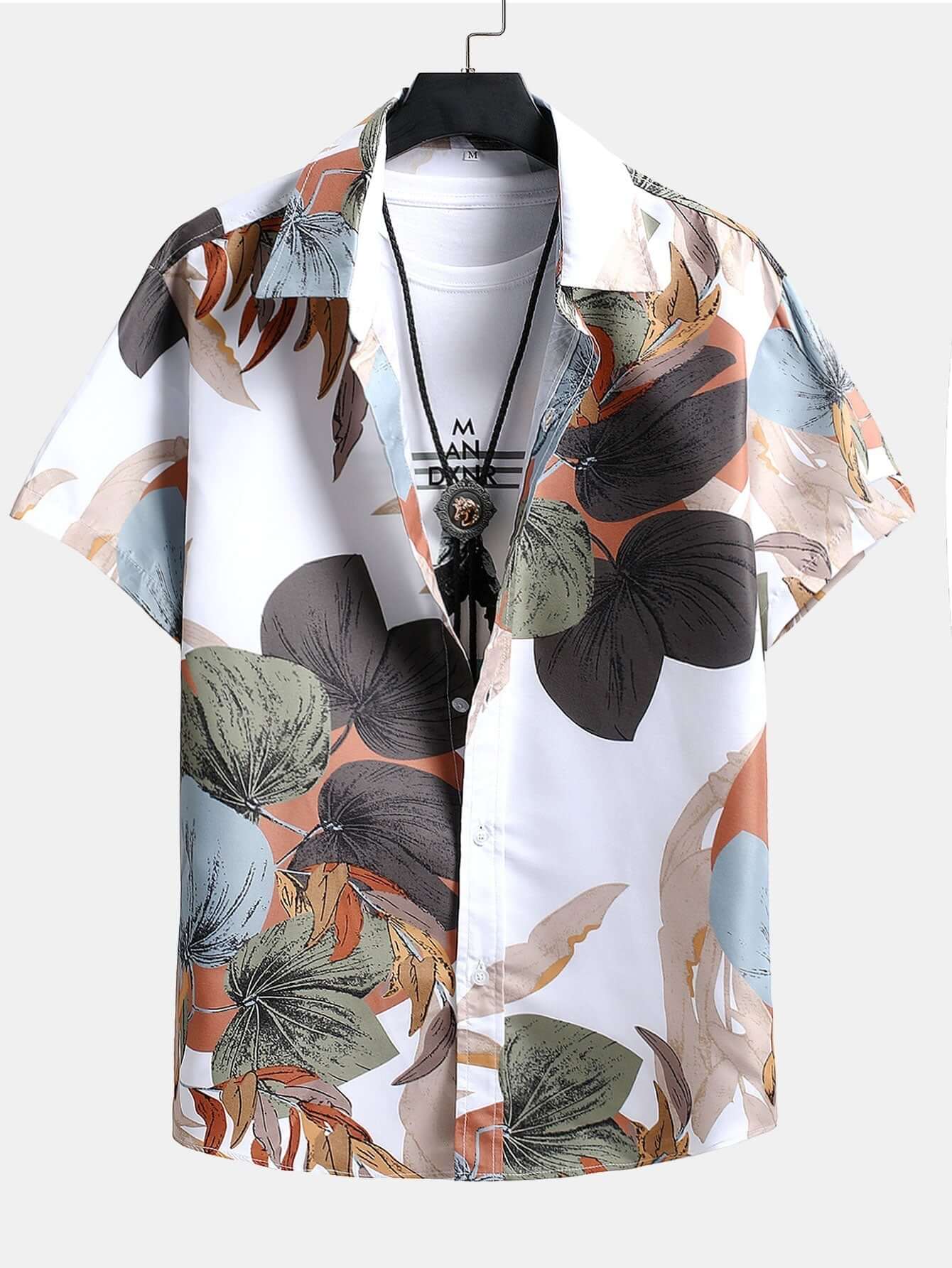 Tropisches T-Shirt mit Knöpfen Herren