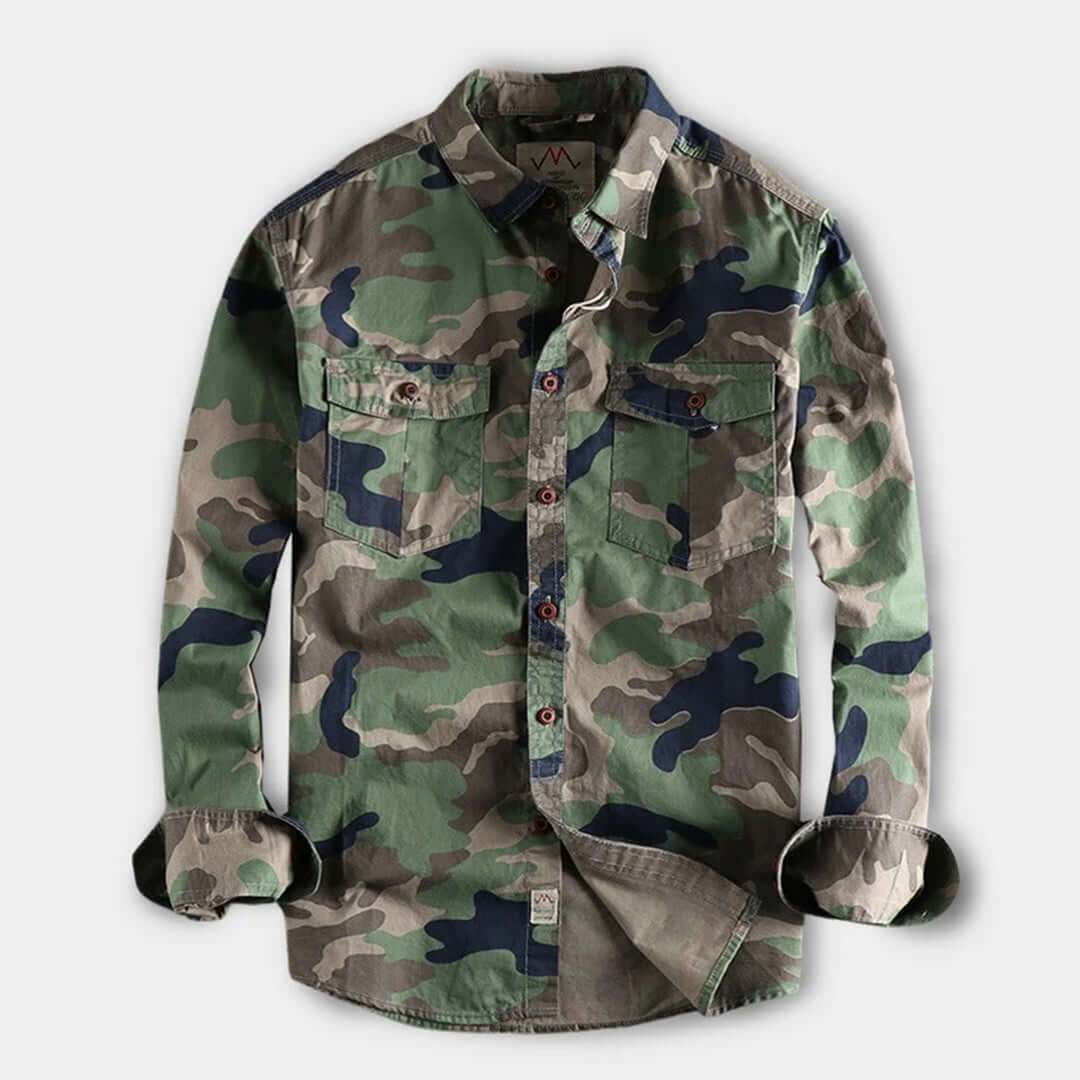 Robustes Herren Langarmhemd Camouflage