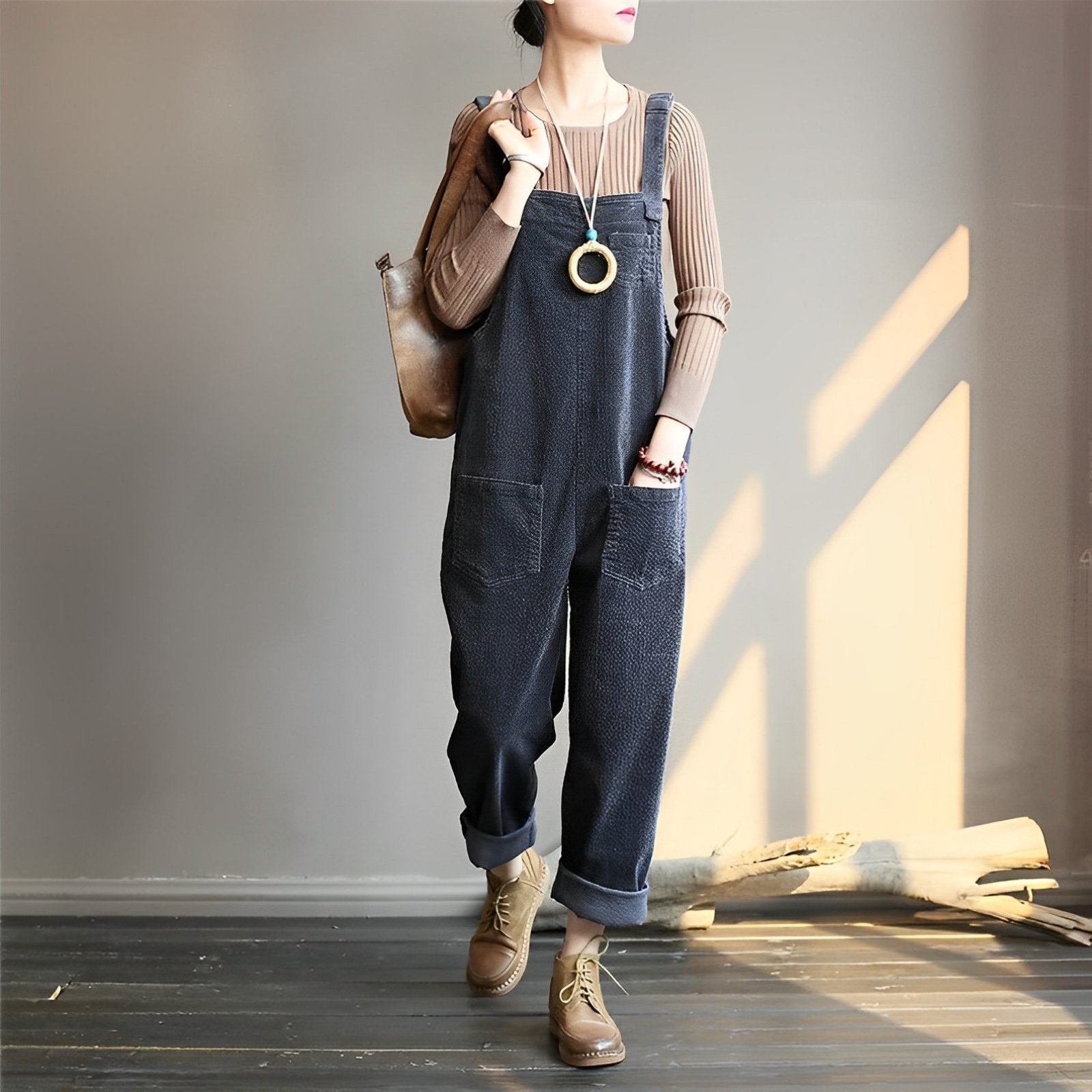 Galina | Damen Cord-Latzhose,Lässige lange Hose für Damen