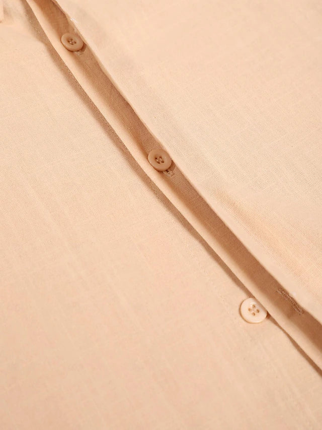 Herren Leinen Baumwoll Sommerhemd Kurzarm Elegant – Renavo