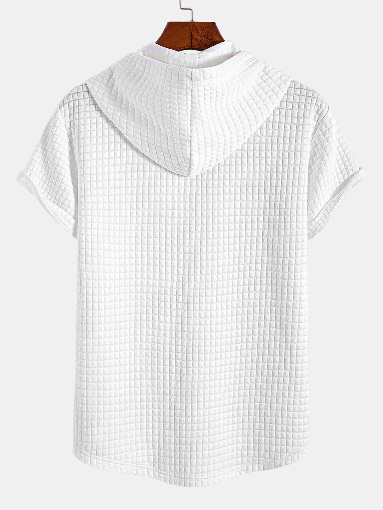 Herren T-Shirt mit Waffelkapuze und Bogensaum – Trevaro