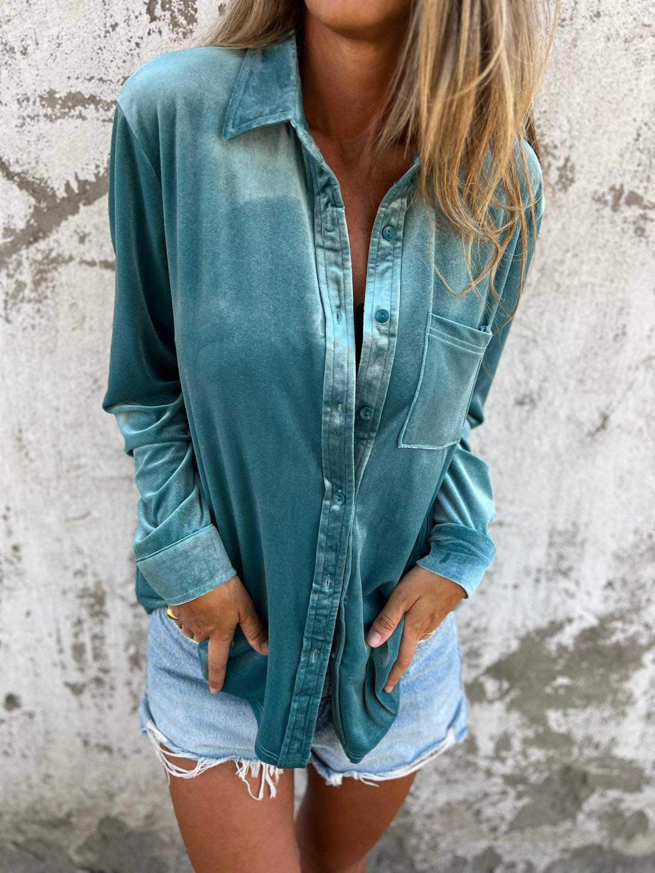Samtbluse Damen Elegant Zeitlos Langarm – Victoria