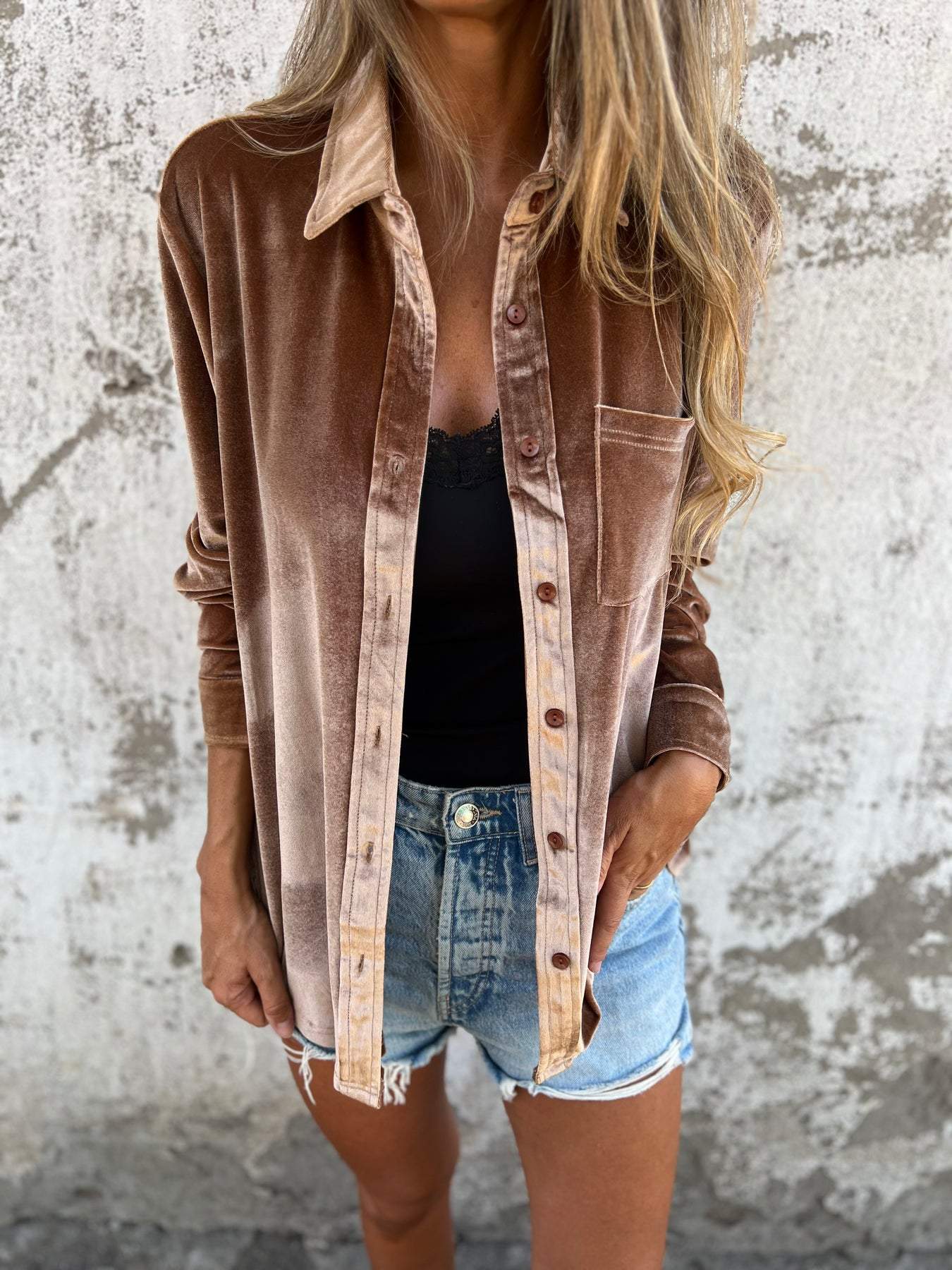 Samtbluse Damen Elegant Zeitlos Langarm – Victoria